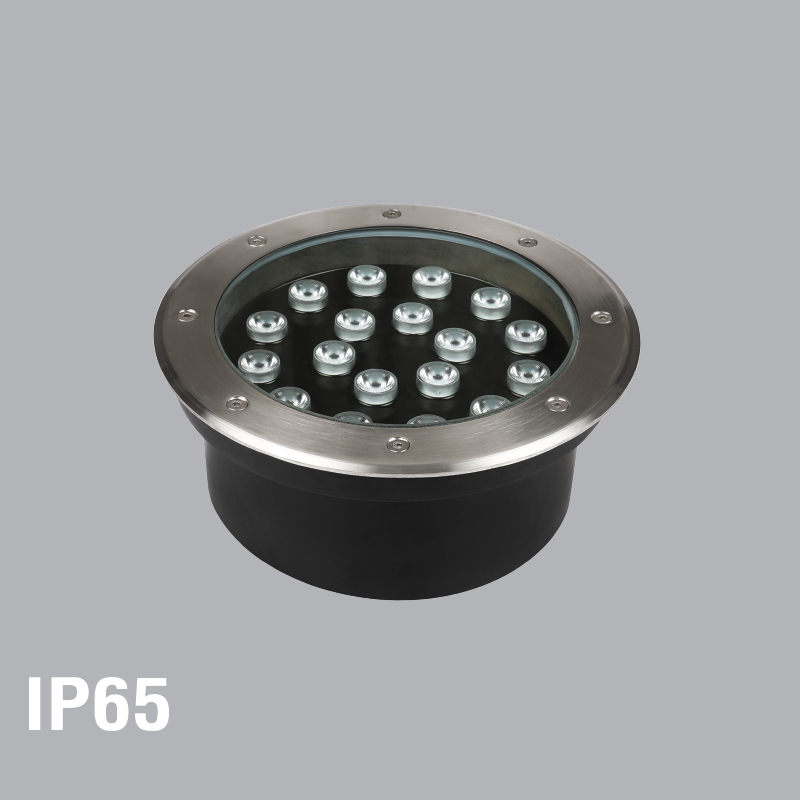 Đèn led in-ground 18w mpe lug-18v, ánh sáng vàng, kích thước ø220mm x 95mm